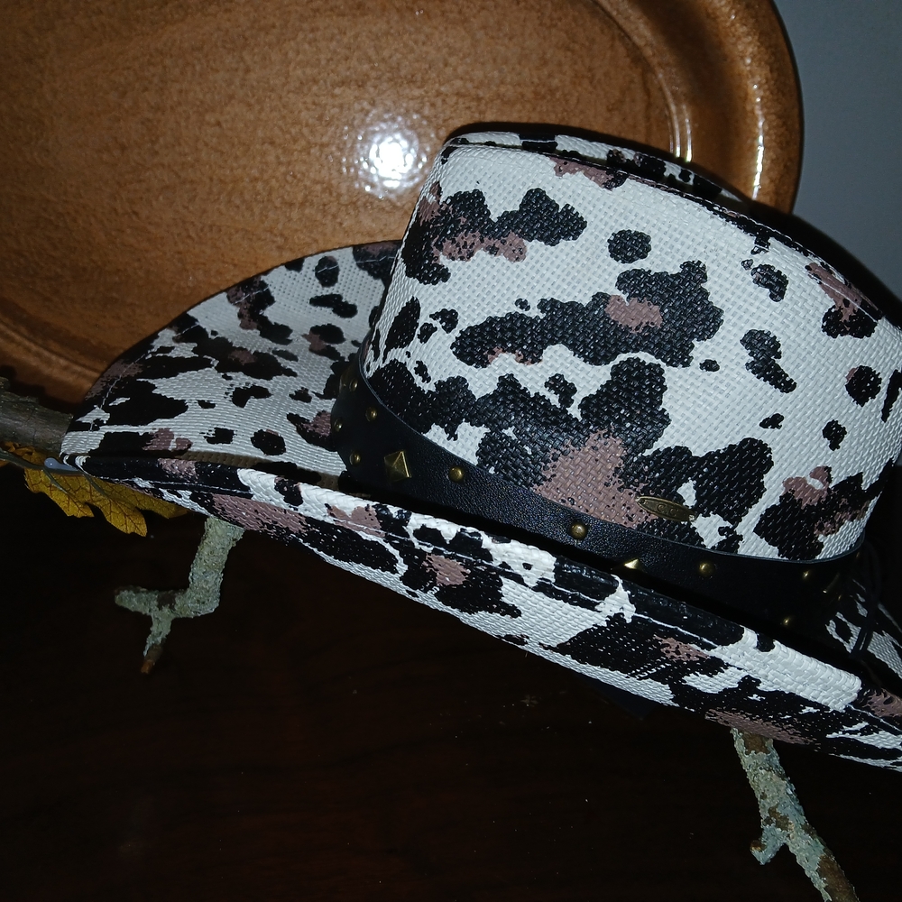 NWT C.C Black and White Cow Print Hat